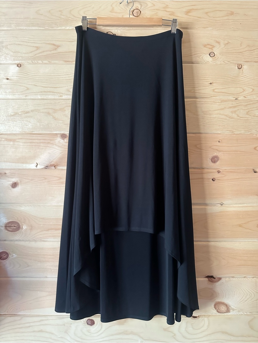 Chico's Vintage Y2K Black A-Line Hi-Lo Knit Maxi Skirt Size 1 Medium Made in USA